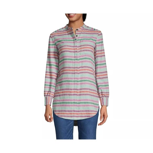 Lands End Womens Flannel A-Line Long Sleeve Tunic Multicolored Long Sleeve M - Picture 16 of 16